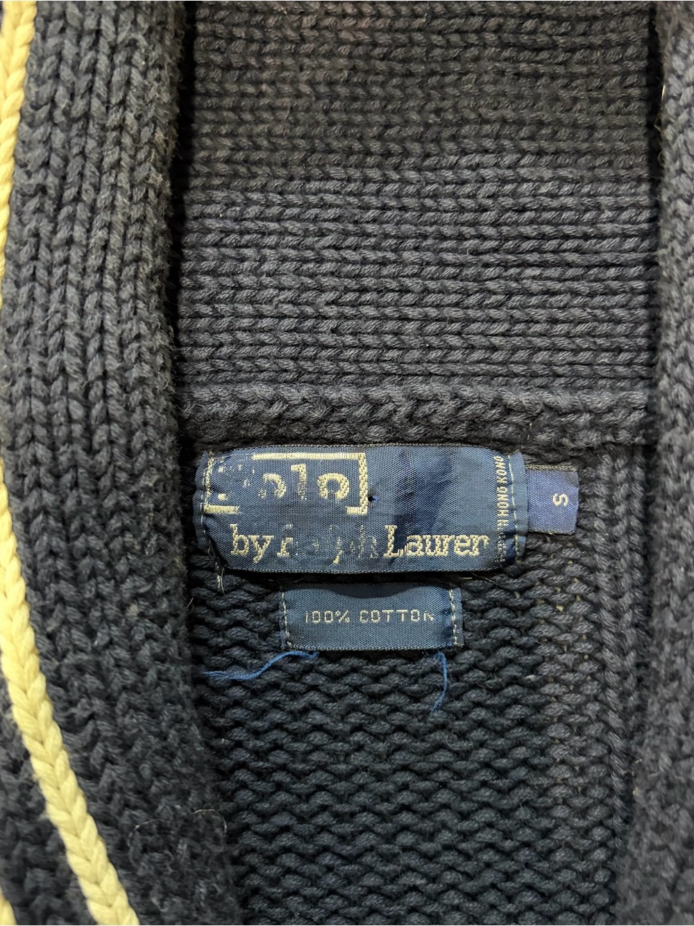 Men’s Polo Ralph Lauren Navy Shawl Collar Button vintage old money Cardigan - Picture 2 of 6